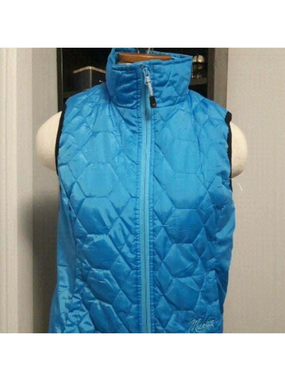 Marker ladies vest light puffy quilted blue athleisure zip light blue sz SM